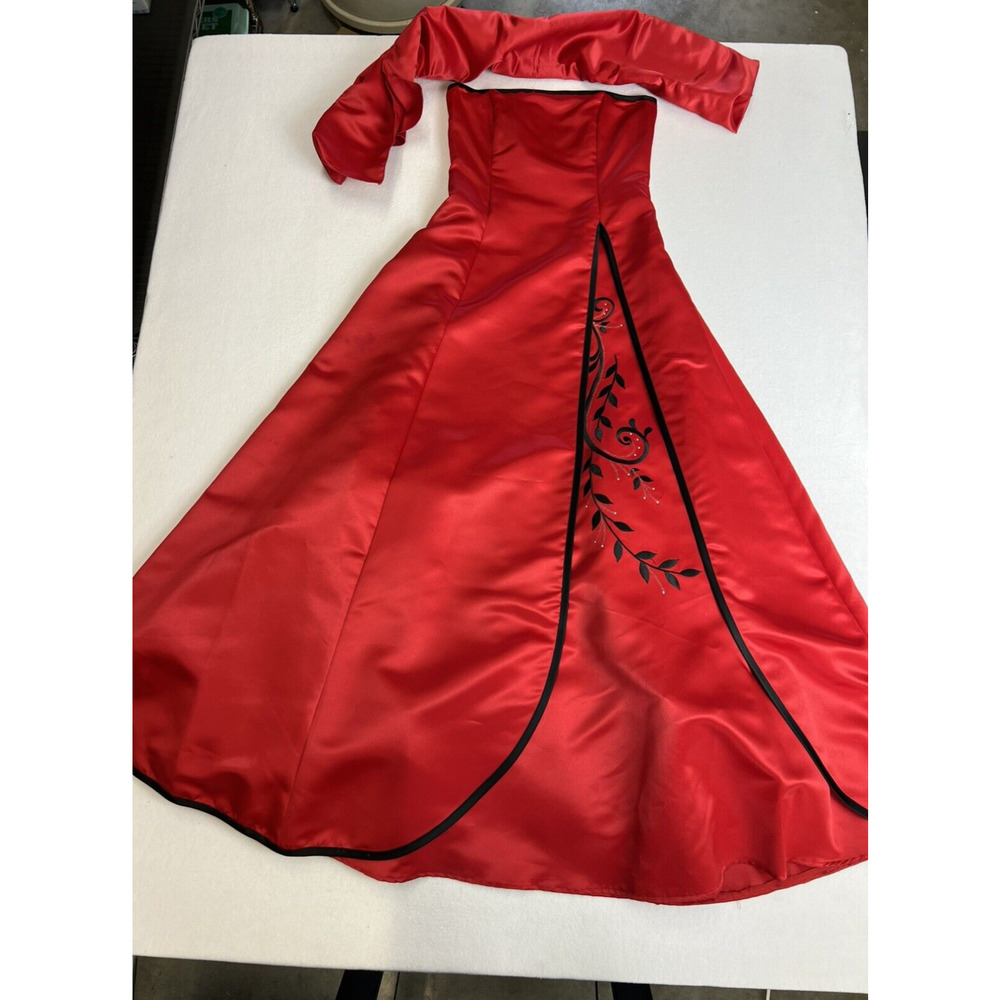Fiesta Dress Women's Small Red Black‎ Maxi Strapless Prom Gown Y2K Vamp Goth